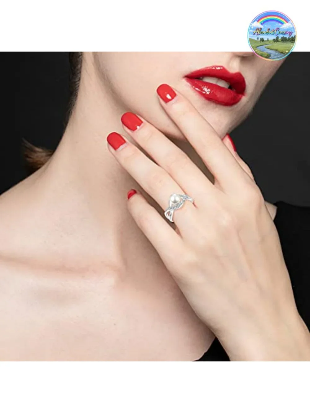 Sterling Silver Pearl Ring - 7mm White Pearl CZ Ring
